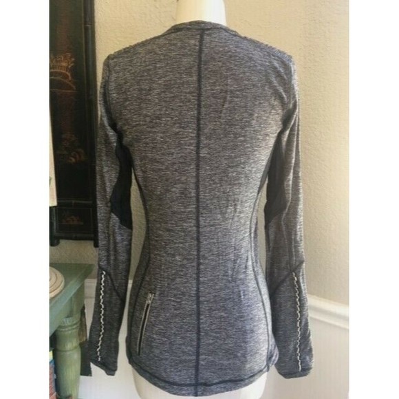 EUC LULULEMON Star Runner Rulu LS Top Size 6 Pleated Shoulder Black Heathered - Picture 5 of 6